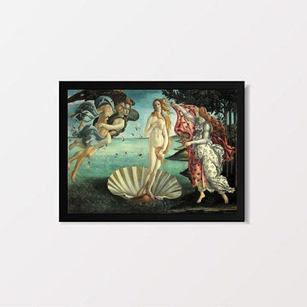 Quadro Botticelli Venus 33x24cm - Moldura Branca