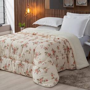 Coberdrom Sherpa-percal 180 Fios Estampado King Gran Moratta 01 Peça - Floral Salmão
