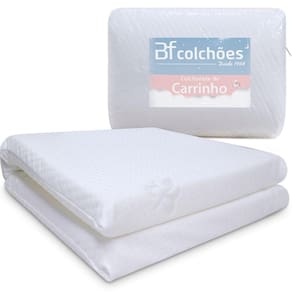 Colchonete para Carrinho de Bebe Moisés Com Protetor Impermeável Antialérgico 29x73x4cm - BF Colchoes