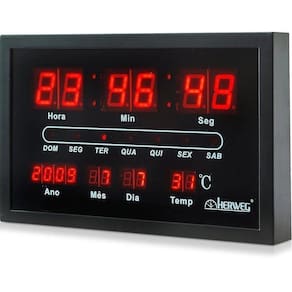 Relógio De Parede Digital 6289-34 Preto - Herweg Bivolt