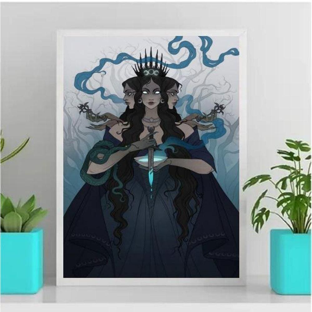 Quadro decorativo Deusa Hecate 45x34cm - Vidro