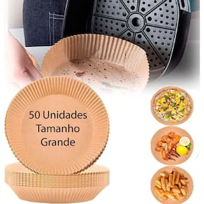 Kit 50 unidade de papel descartável antiaderente Forro pra Air Fryer Forno Microondas Fritadeira Panela anti oleo e agua