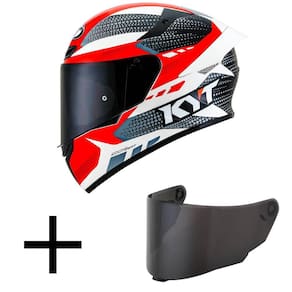 Capacete KYT TT Course Gear Preto e Vermelho Mais Viseira Fumê
