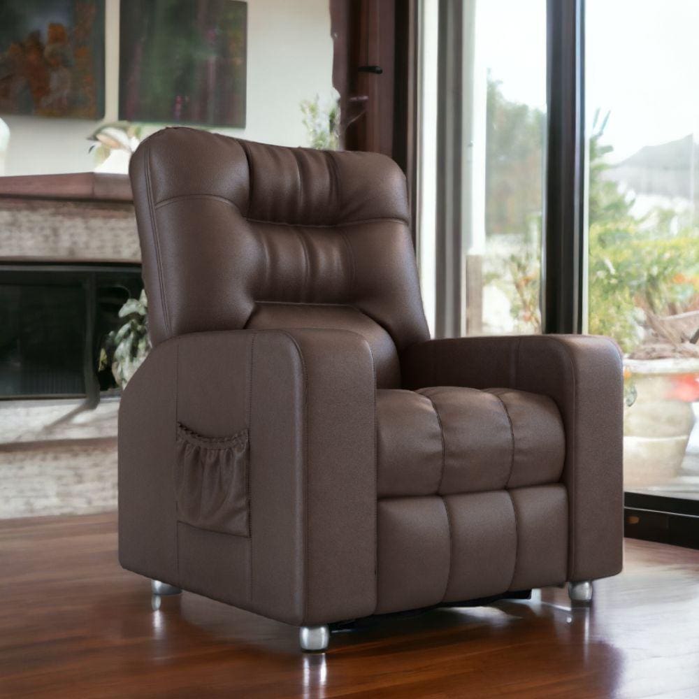 Poltrona Do Papai Reclinavel Resistente Confortavel GM Corino Café