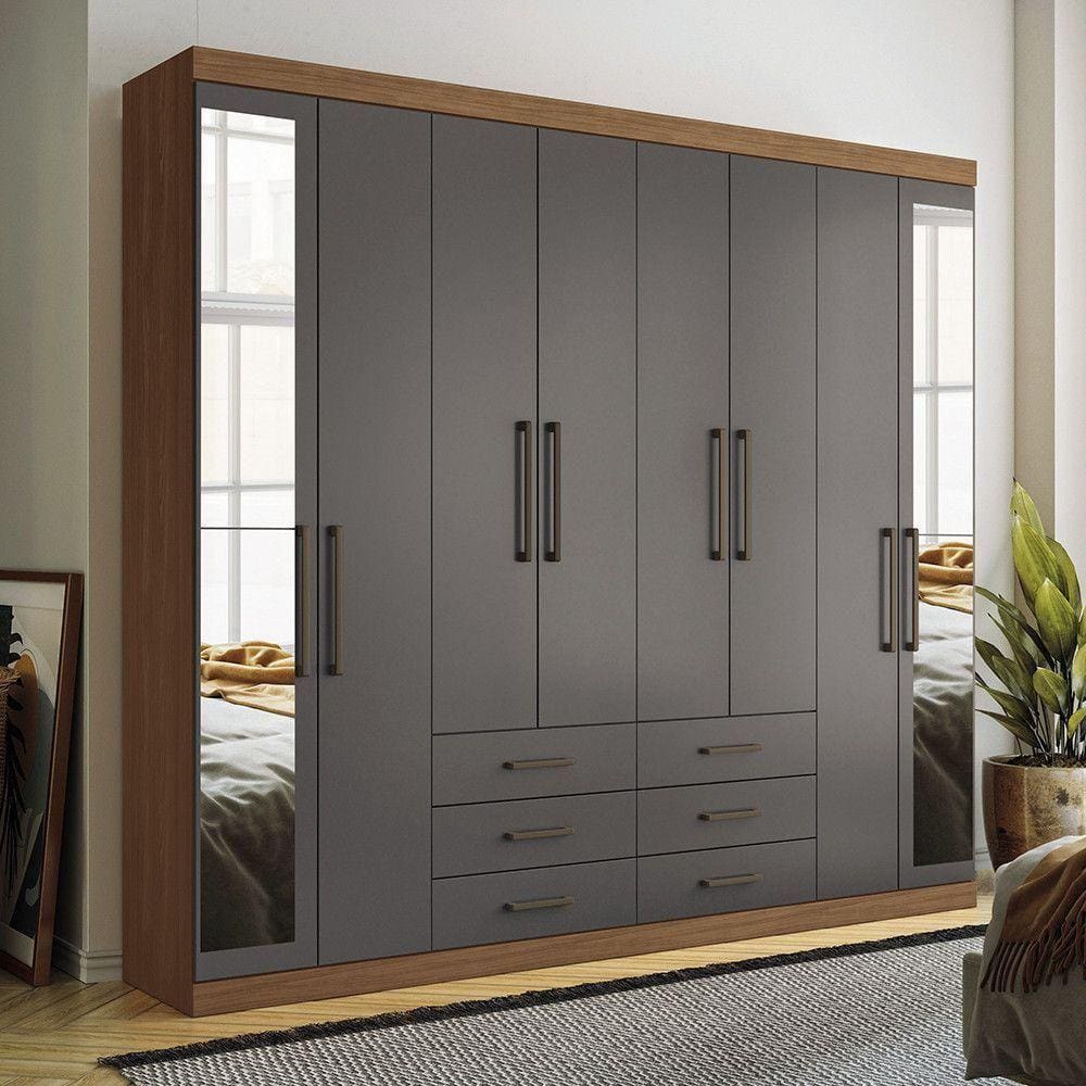 Guarda Roupa 8 Portas E 6 Gavetas Com Espelho Santos Andirá