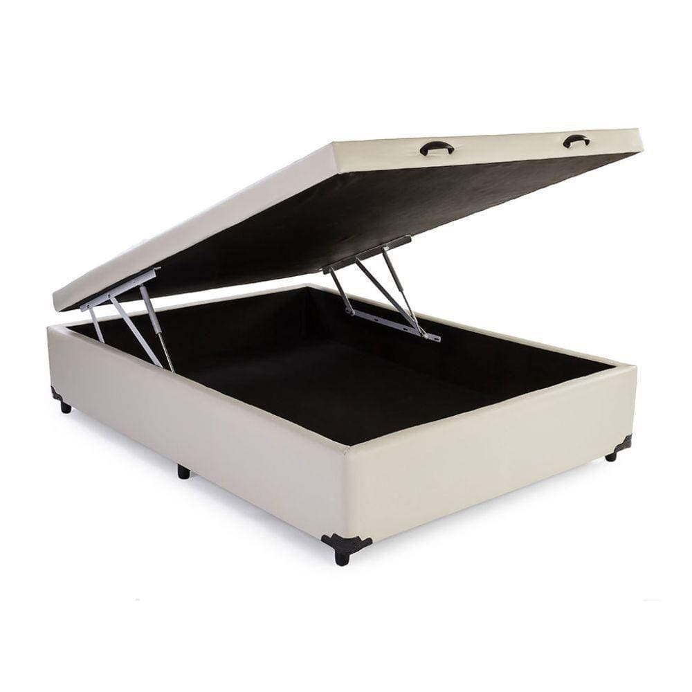 Cama Box Baú Casal Suede Bege - 39x138x188