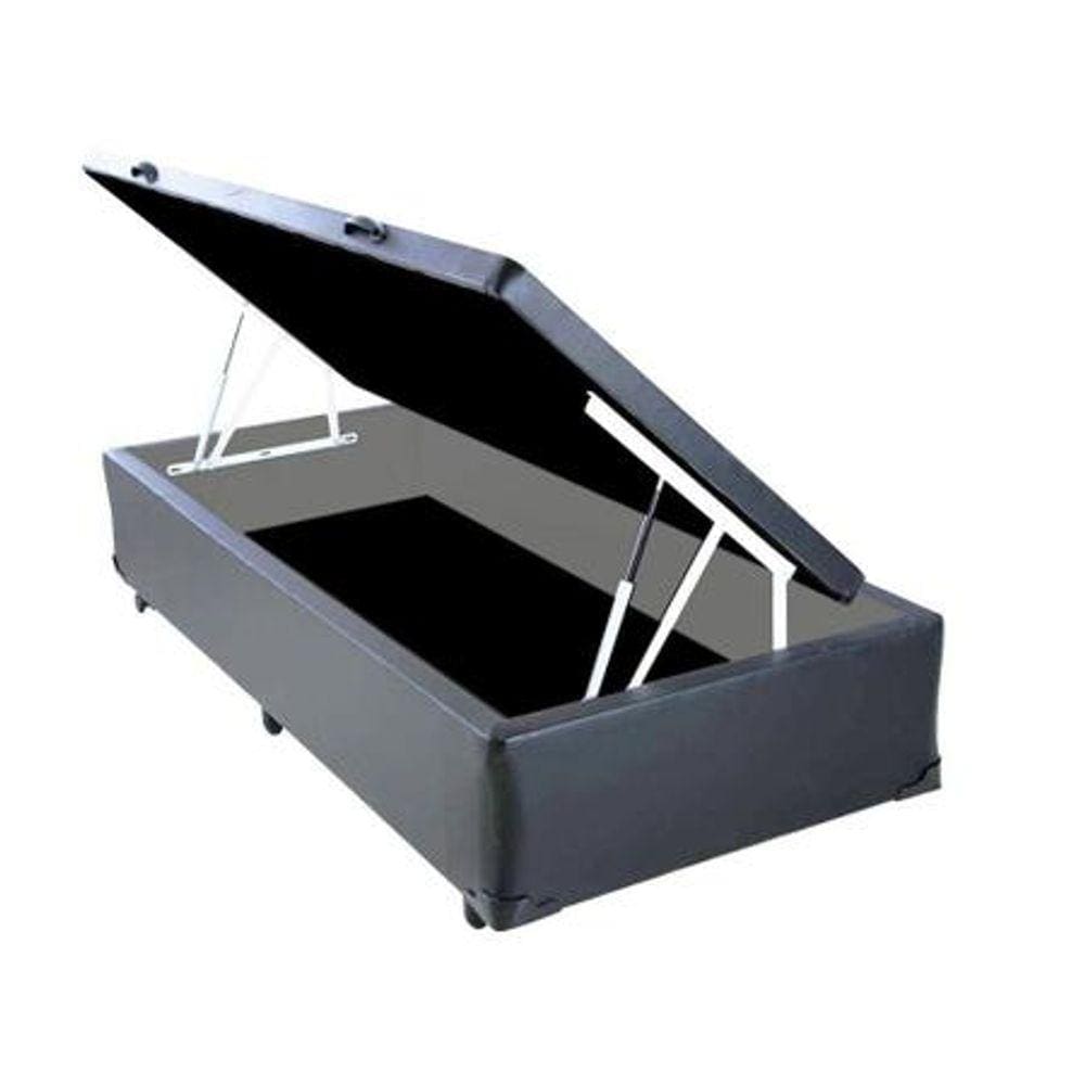Cama Box Baú Solteiro Suede Cinza - 39x88x188