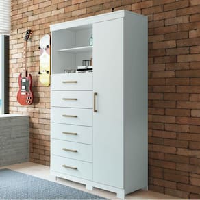 Cômoda Multiuso 1 1Porta 6 Gavetas Com Pés Santos Andirá