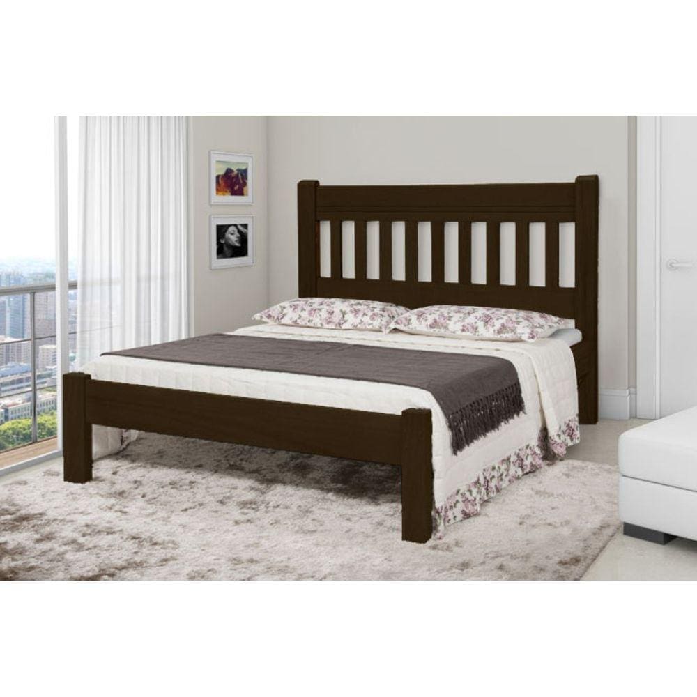 Cama de Casal Imperial de Madeira Maciça Tauari