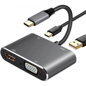 Adaptador Cabo Usb-C 4 Em 1 Vga Hdmi Usb 3.0 Usb-C Gvbrasil Cbm.38601