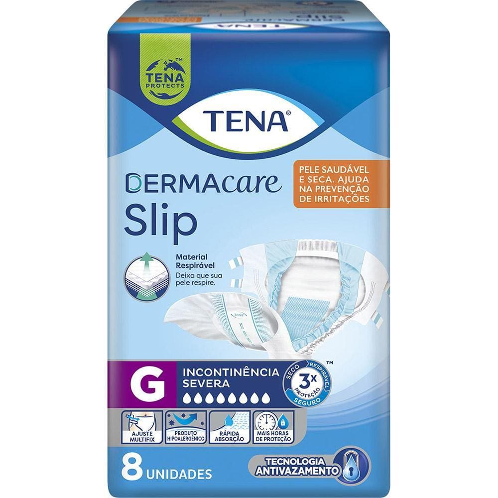 Fralda Geriátrica Tena Dermacare Slip Ultra G com 8 unidades