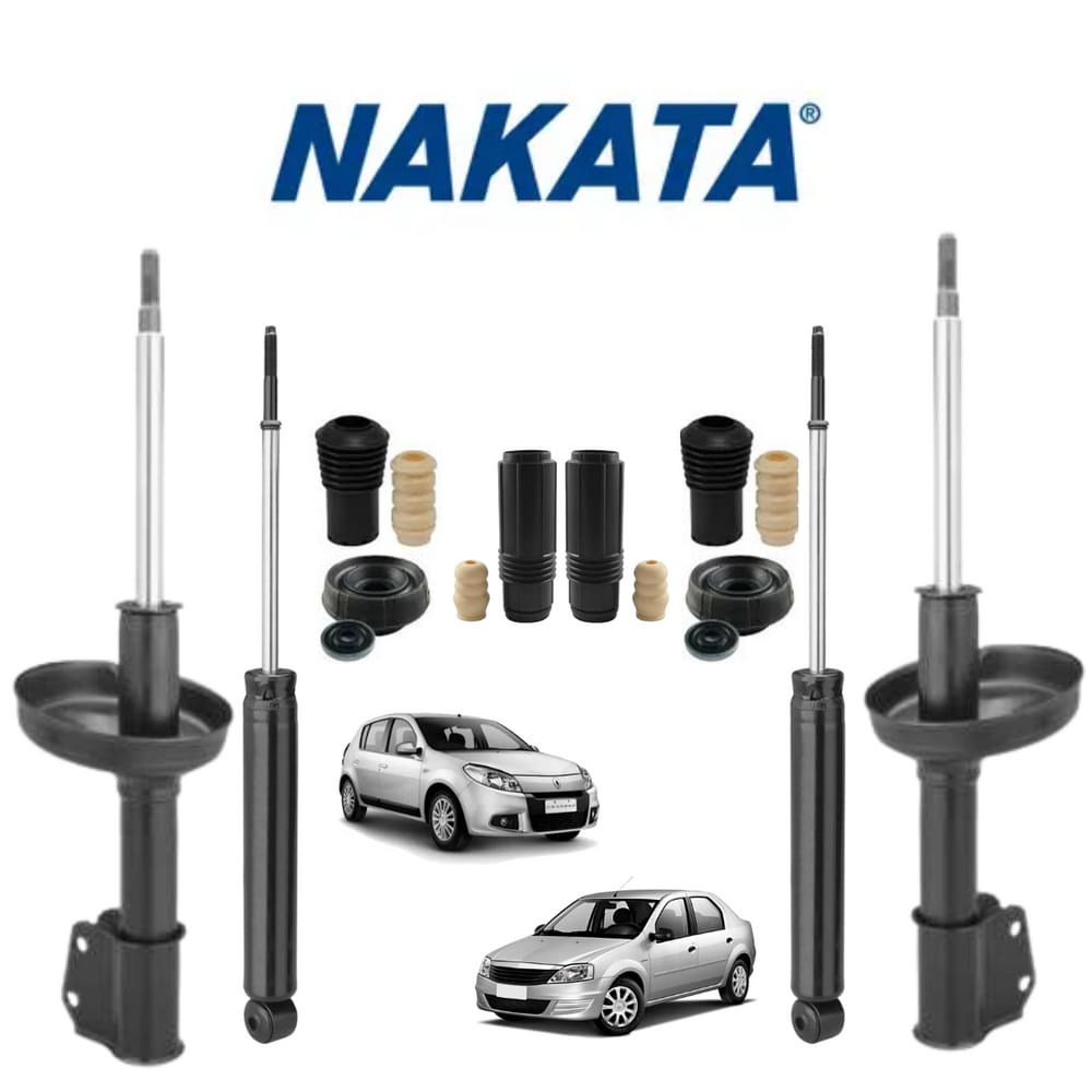 Amortecedor Nakata Dianteiro+ Traseiro Renault Logan 2007 A 2013 + Kit Batente
