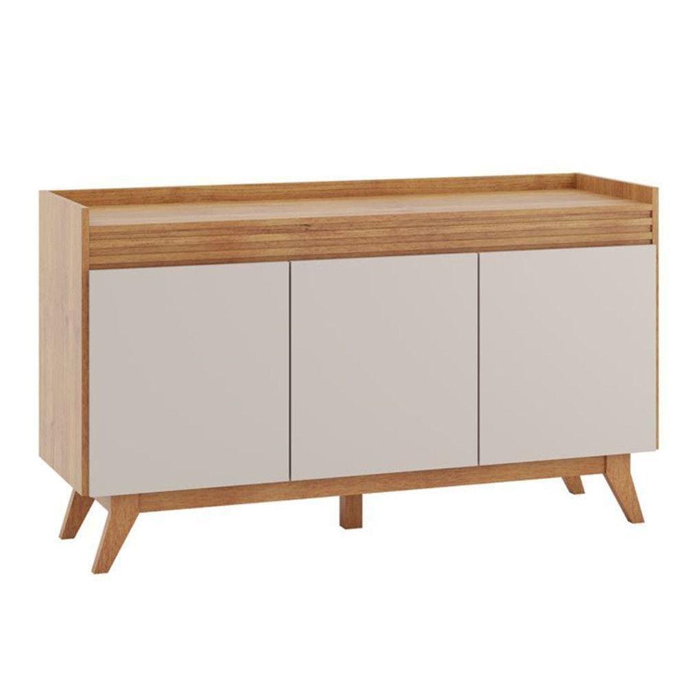 Buffet Vieiro Ibiza 3 Portas Mel Com Off White