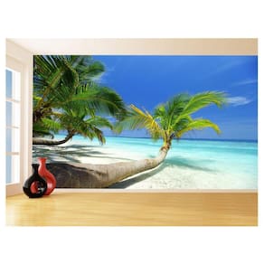 Papel De Parede Coqueiros Praia Mar Azul Água 3,5M Npr270