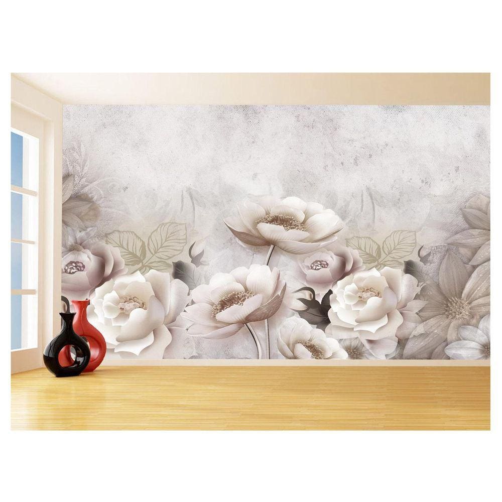 Papel De Parede 3D Floral Textura Sala Flores 3,5M Xfl313