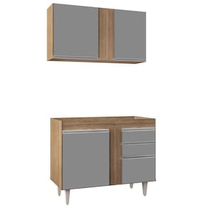 Armário Aéreo 100Cm Luziania Castanho/Cinza Lumil