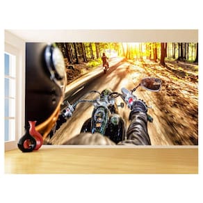 Papel De Parede 3D Moto Esporte Viagem Estrada 3,5M Bkm101