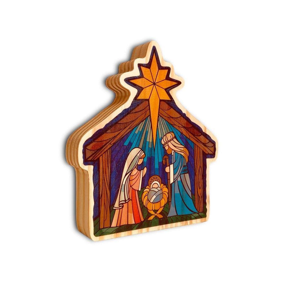 Decoração Sagrada Família em Madeira 15x14cm - WoodSpot