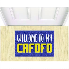 Tapete Capacho Welcome To My Cafofo, Medida Porta 60X40cm