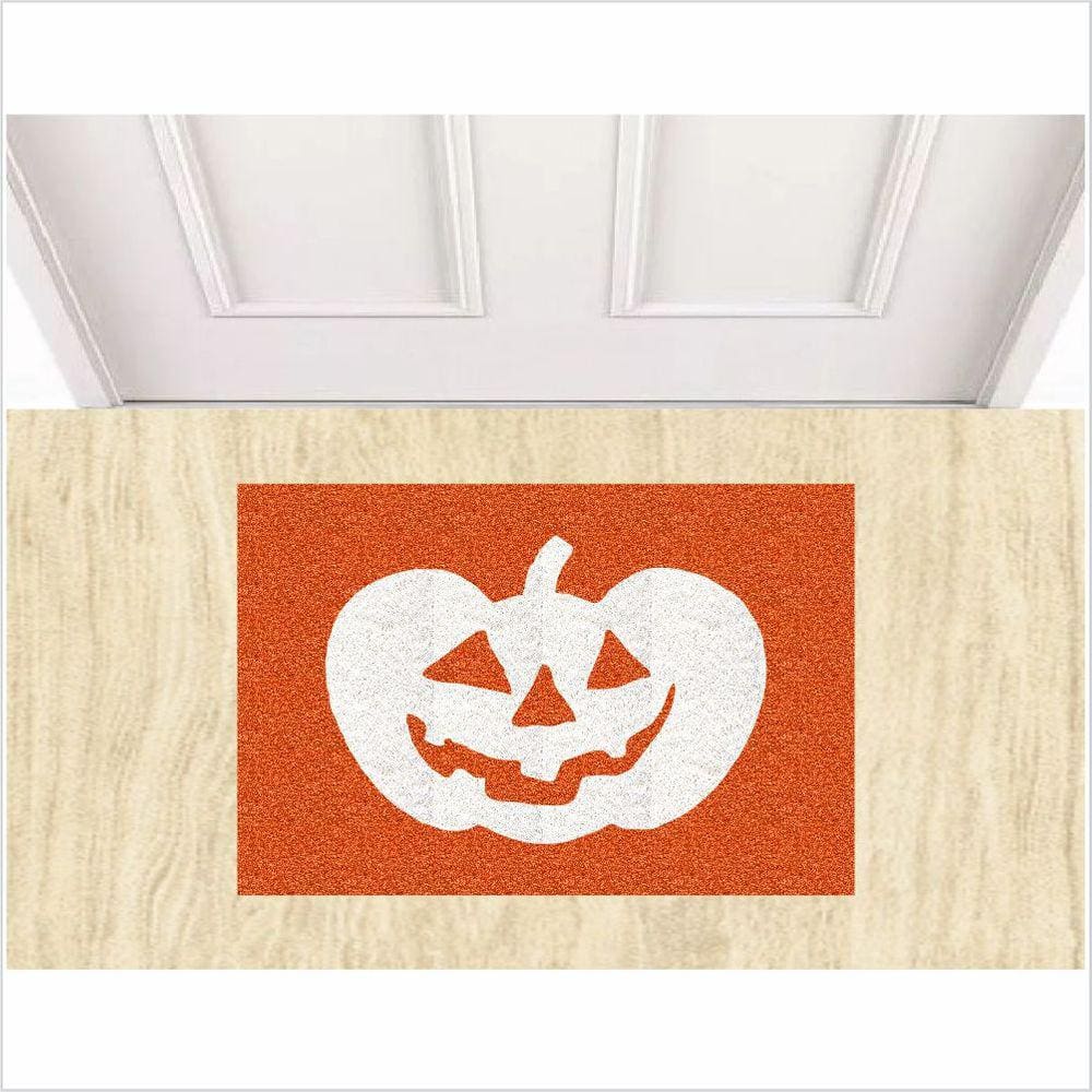 Tapete Decoração De Halloween Abóbora Cor Laranja. Porta