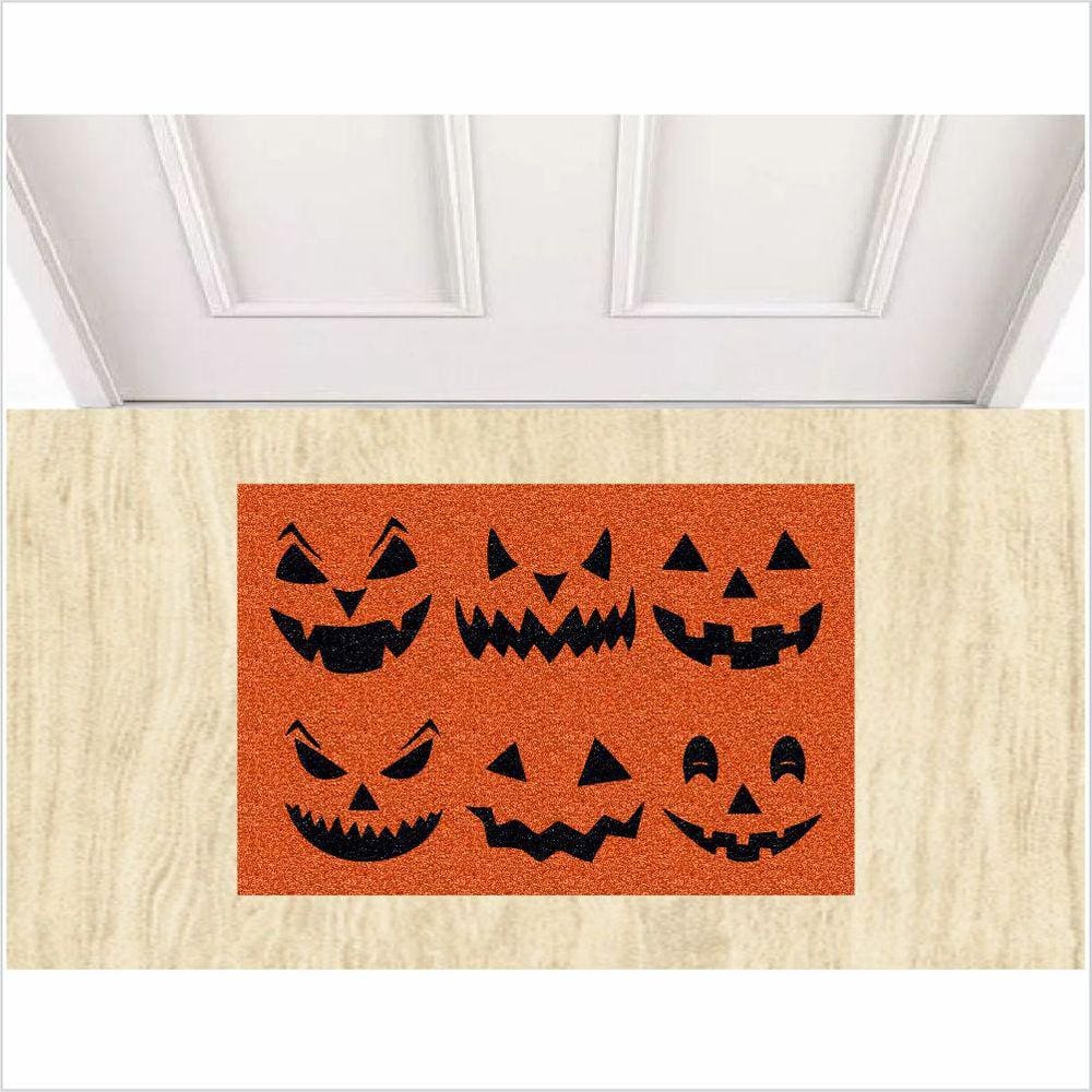 Tapete Decoração De Halloween Medida Porta Abóbora Com Laranja,