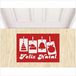 Tapete Feliz Natal Cino, Arvore De Natal Cor Vermelho.