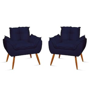 Kit 2 Poltronas Decorativa Opala Para Quarto Sala De Estar Cor:azul Marinho