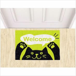 Tapete Gato Welcome, Medida Porta Verde Limão