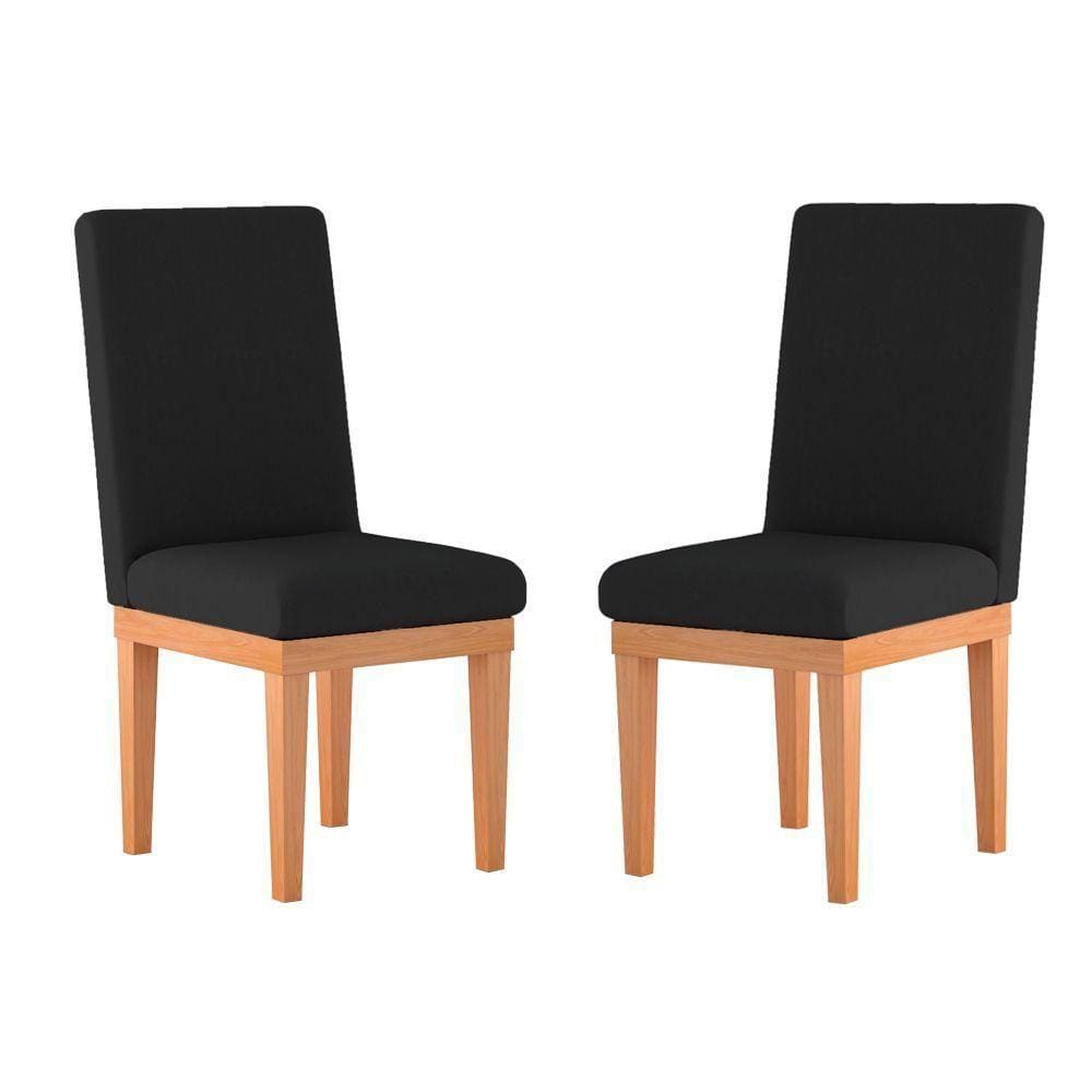 Kit 2 Cadeiras Estofadas Para Mesa De Jantar preta