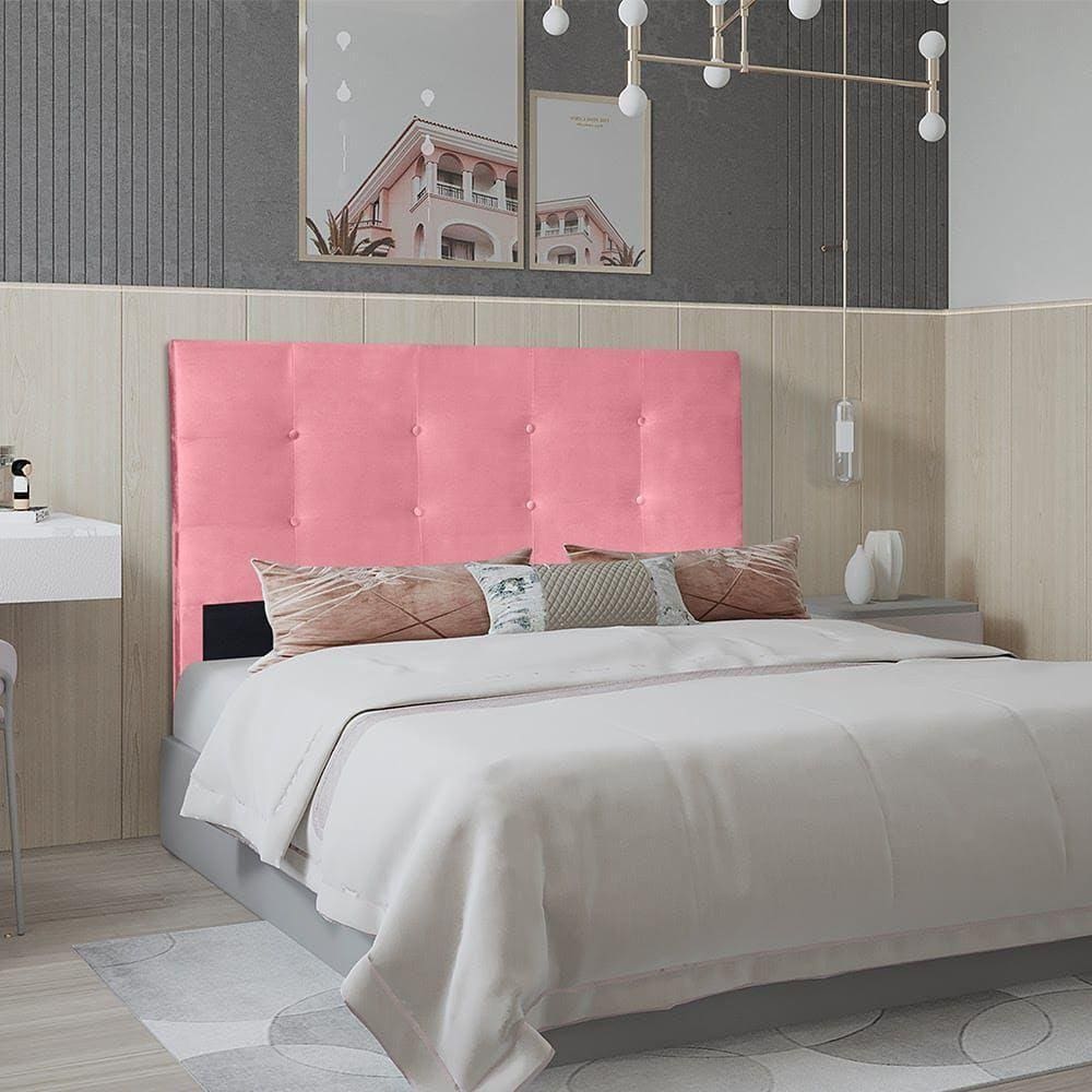 Cabeceira Berlim 1,60 Cm Cama Box Queen Suede Rose