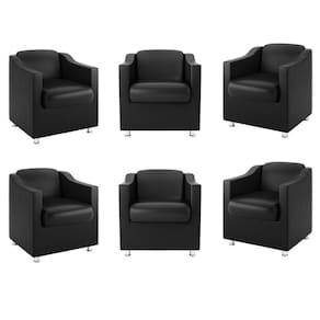 Kit 6 Poltronas Para Recepção Cor Courino Preta