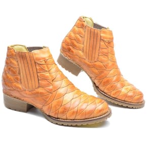 Bota Chelsea Masculina Couro Escamada Cano Curto Confortável