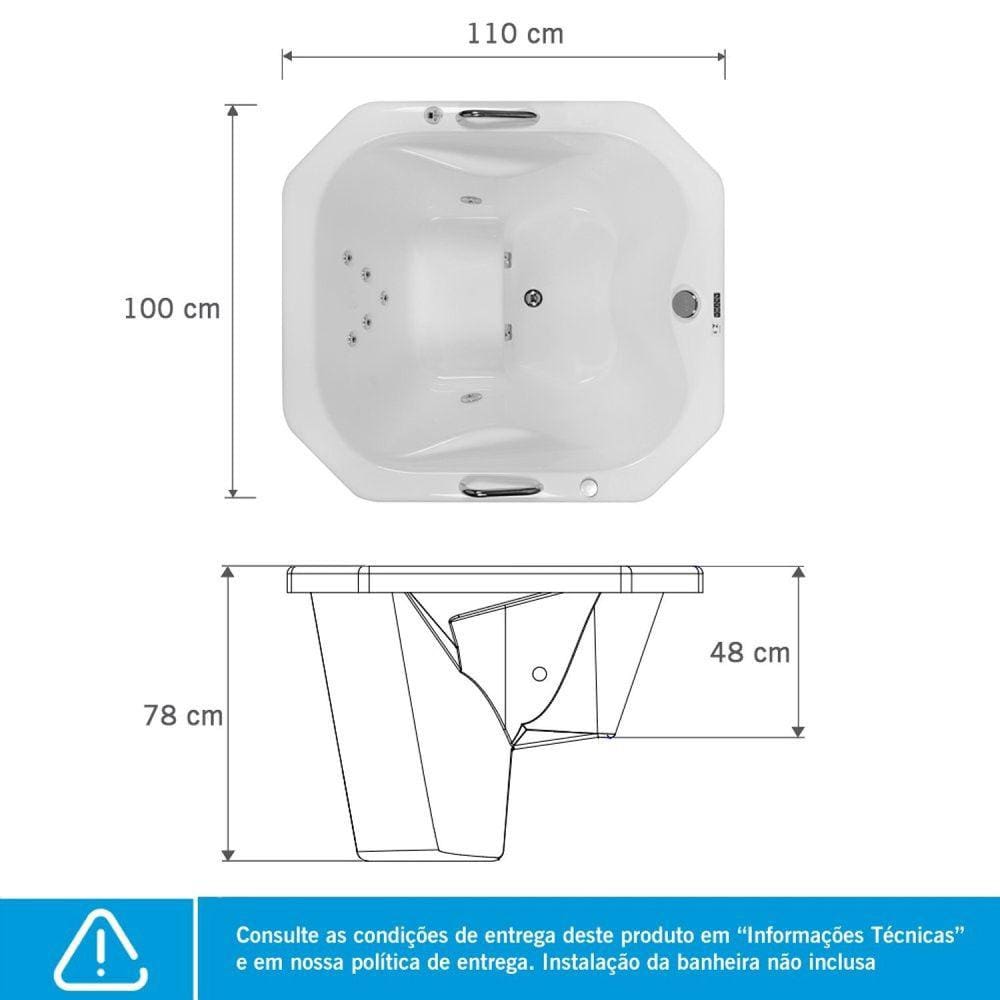 Ofurô Astra Zen Luxo 110cmx100cmx78cm sem Aquecedor 220V