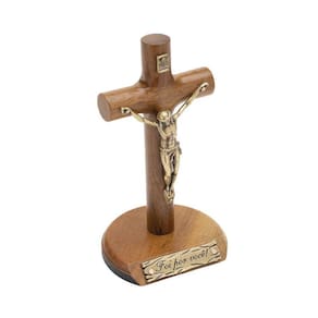 Crucifixo de Madeira Cilíndrico 12cm - "Foi por você!"