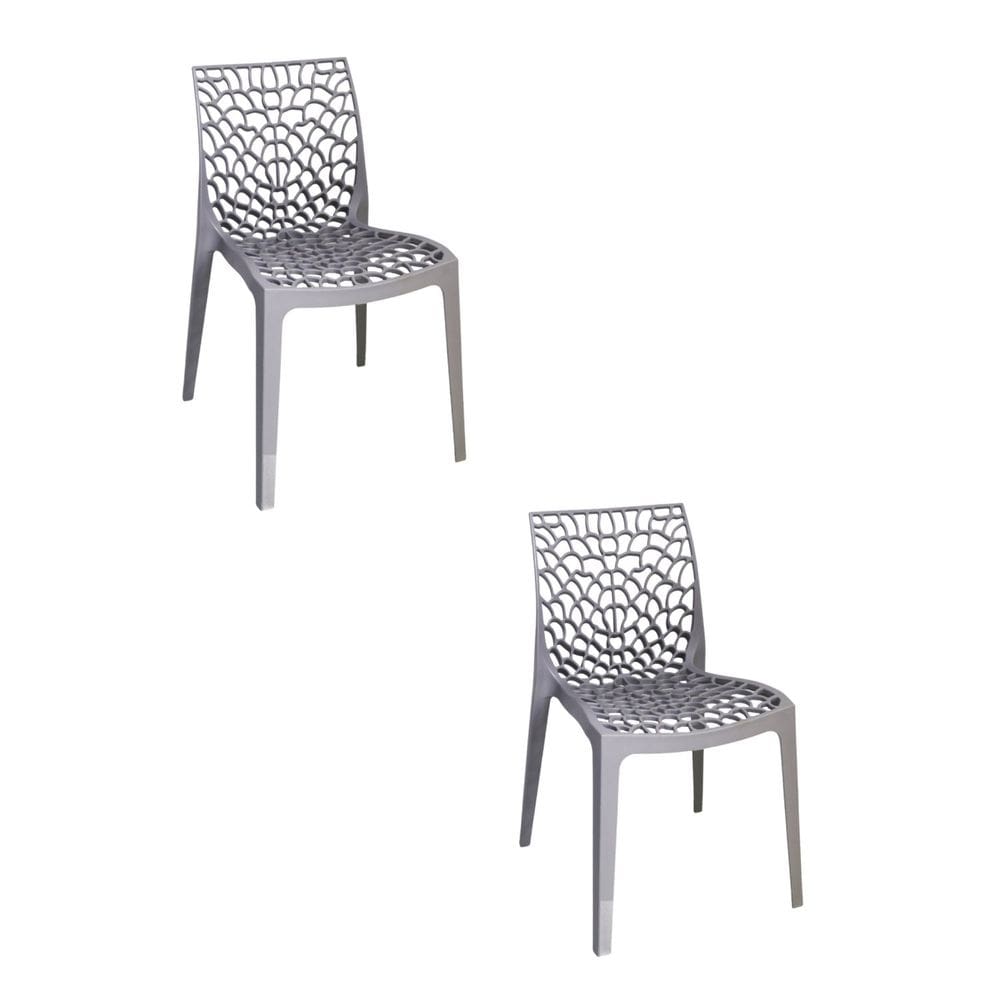 Kit 2 Cadeiras Vazada em Polipropileno Gruvyer Fratini Móveis Cinza