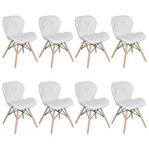 Kit 8 Cadeiras Estofadas Charles Eames Eiffel Slim Branco