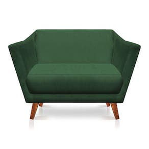 Namoradeira 2 Lugares Pérsia Suede Pés Chanfrado Castanho - Pallazio Cor Verde