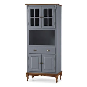 Cristaleira Lateral Com 2 Portas Madeira, 2 Portas Vidro, 1 Gaveta E 1 Nicho - M560810 - Verniz