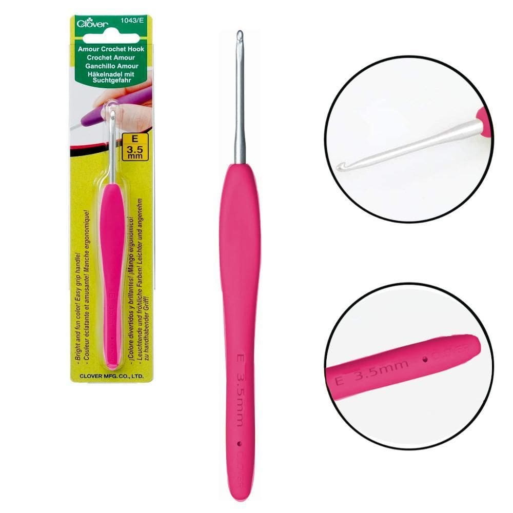 Agulha para Crochê Clover Amour 3.5mm Rosa 14cm