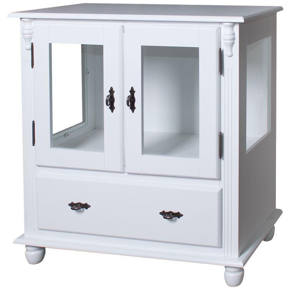 Cristaleira Baixa Lateral 2 Portas De Vidro 1 Gaveta - M550312 Garapa - Verniz
