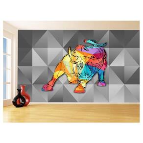 Papel De Parede 3D Animais Pop Art Touro Bull 3,5M Pxa207