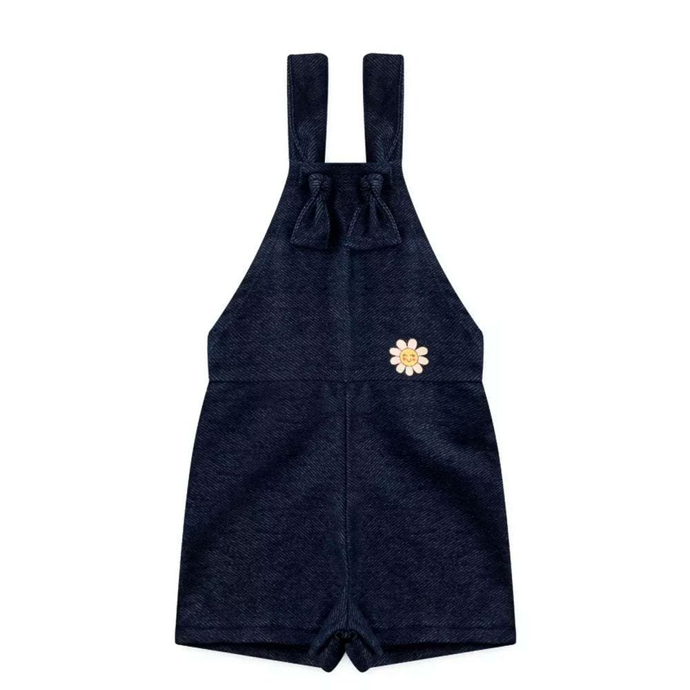 Jardineira de Bebe e Infantil Feminina Moletom ecologico Jeans
