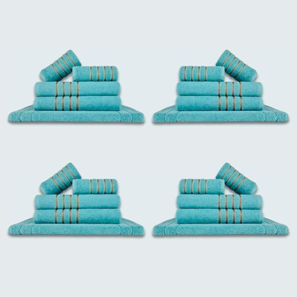 Jogo De Toalhas 20 Pçs Coleção Dubai 100% Algodão Verde Aqua