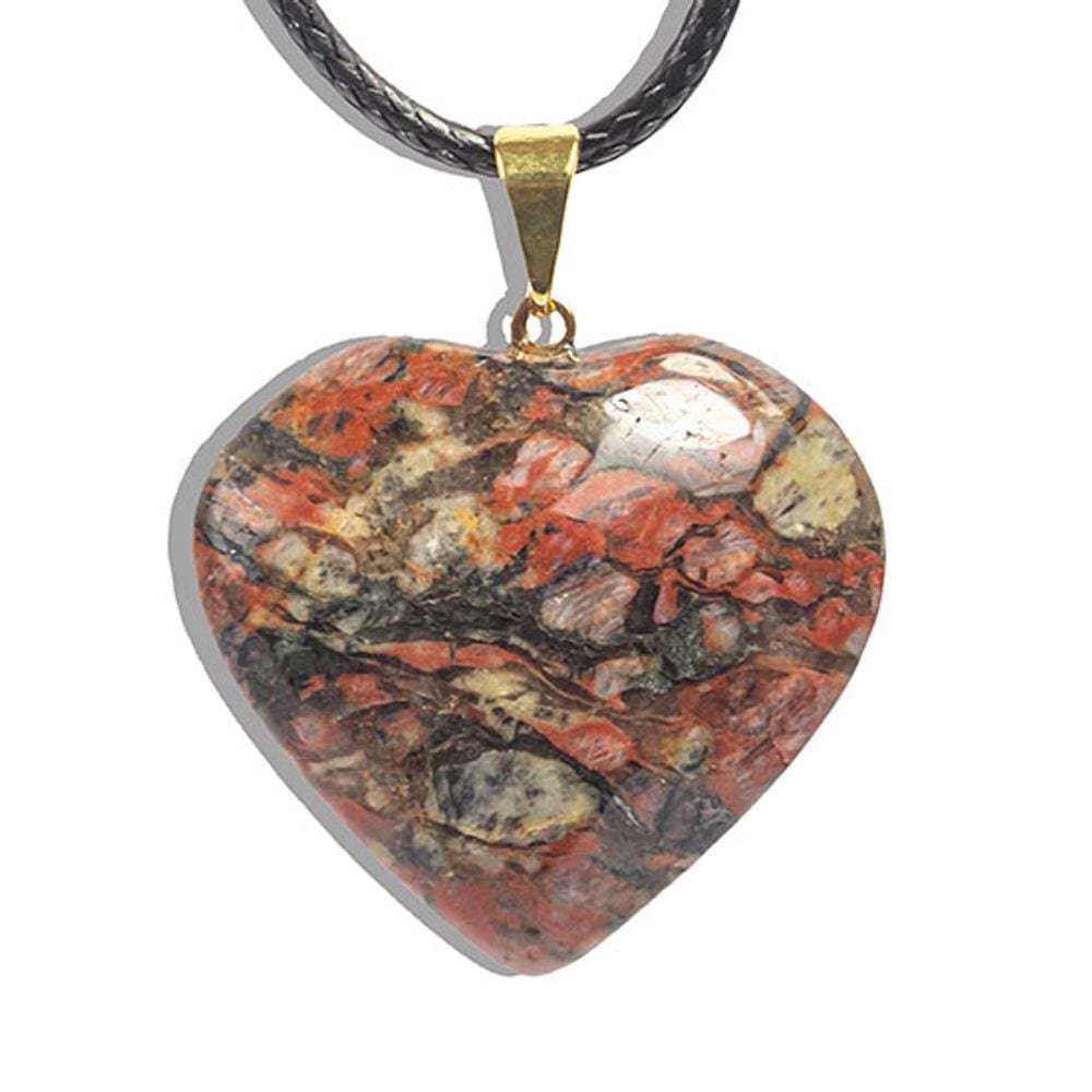 Colar Coração Unakita Brasileira Natural Montagem Dourado