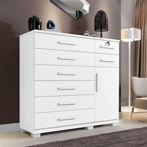 Comoda New Vitoria 8 Gavetas 1 Porta 1 Prateleira Branco