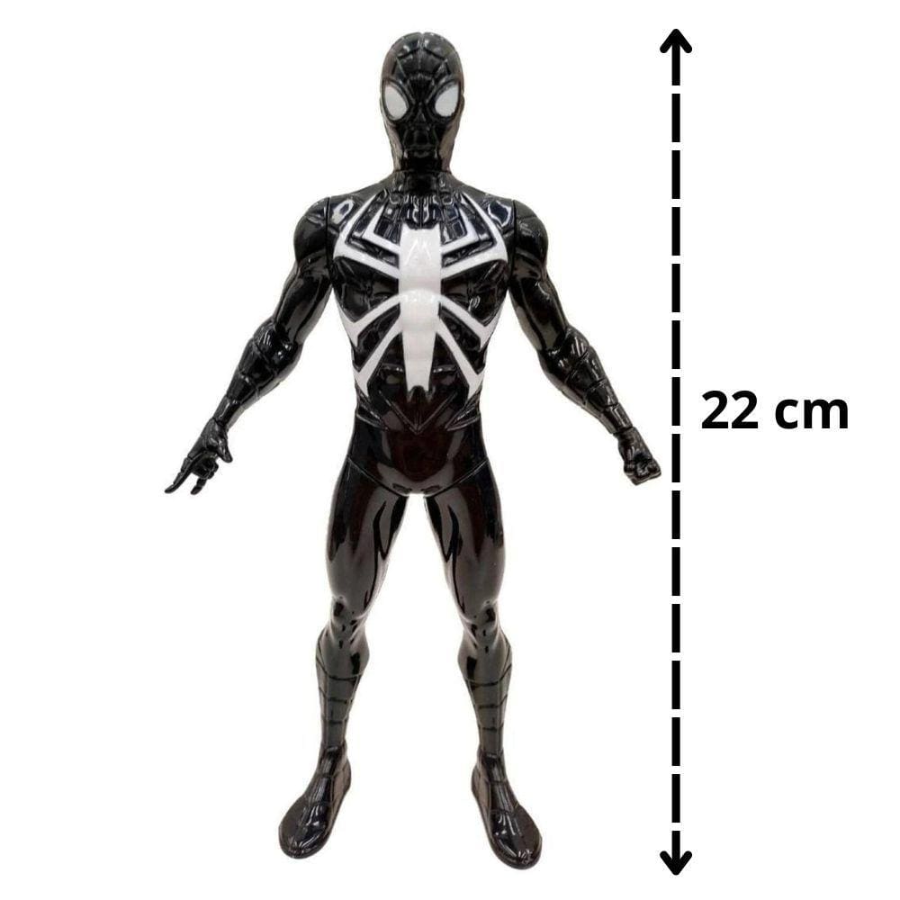 Boneco Homem Aranha Preto Articulado Brinquedo Infantil Marvel Avengers 22cm