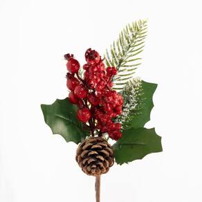 Kit 8 Ramo Artificial Frutas Vermelhas Decoração Natal 26cm