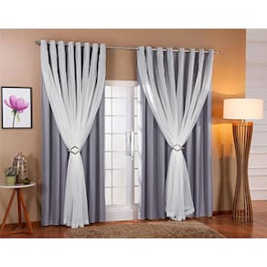 Cortina Voil Blackout 6,00x2,30 Cinza/Branco – Sala e Quarto