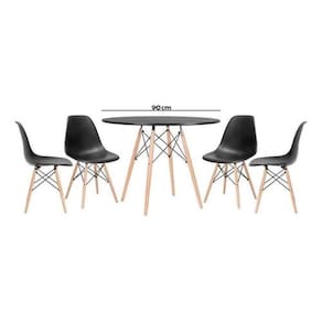 Conjunto Mesa Eiffel Redonda 90 Cm Preta + 04 Cadeiras Preto