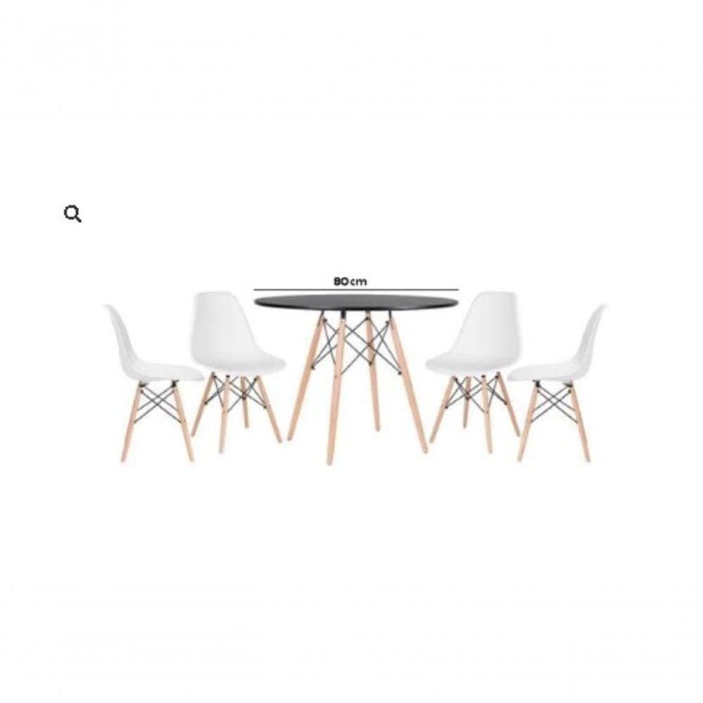 Conjunto De Jantar Mesa Eiffel 80cm Preta 4 Cadeiras Dkr